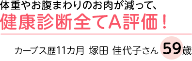 体重やお腹まわりのお肉が減って、健康診断全てA評価！カーブス歴11カ月 塚田 佳代子さん 59歳