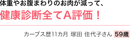体重やお腹まわりのお肉が減って、健康診断全てA評価！カーブス歴11カ月 塚田 佳代子さん 59歳